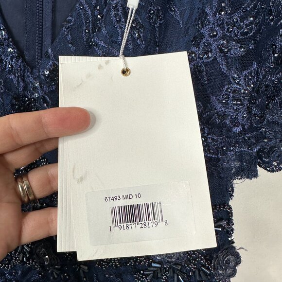 NWT Mac Duggal Vintage Flutter Sleeve Evening Gown Midnight 10 #8308 - Picture 6 of 8